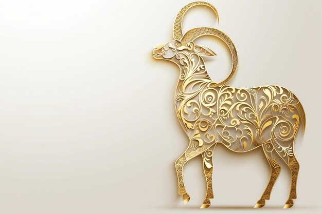 Goat illustration Arabic Eid Mubarak Background