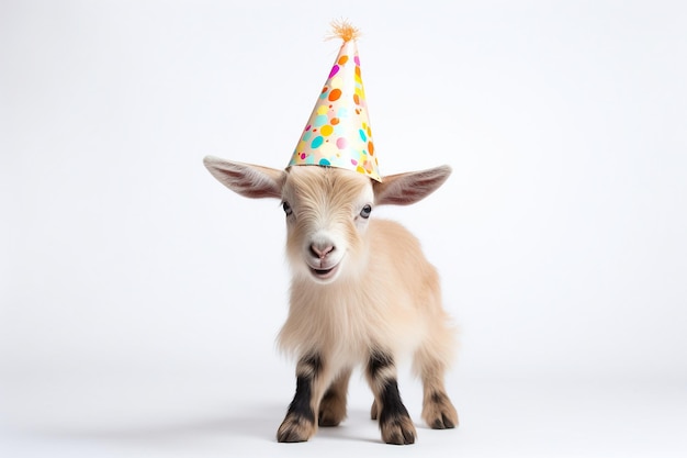 Goat Kid in Birthday Hat Illustration