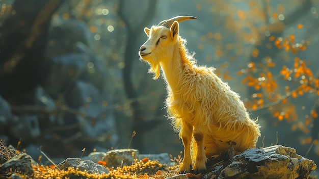 Goat Looking Up in Forest 4K