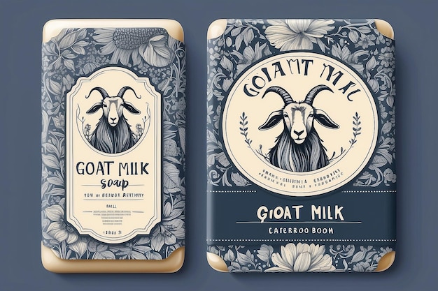 Photo goat milk soap label design hand drawn goat milk labels and patterns for handmade soap bars