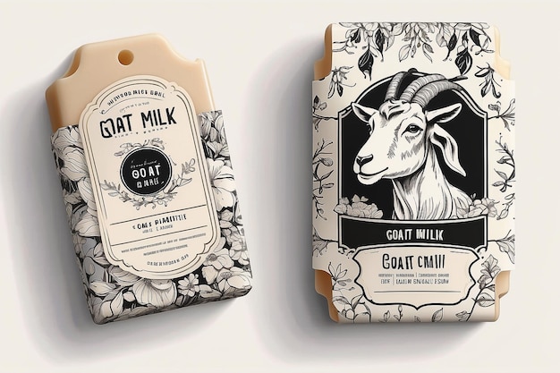 Photo goat milk soap label design hand drawn goat milk labels and patterns for handmade soap bars