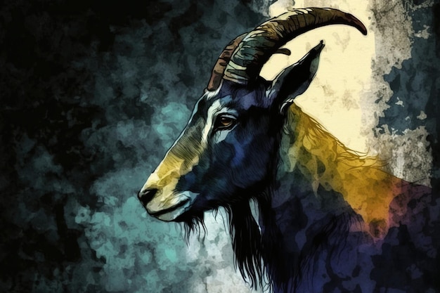 Goat picture illustration design colorful art