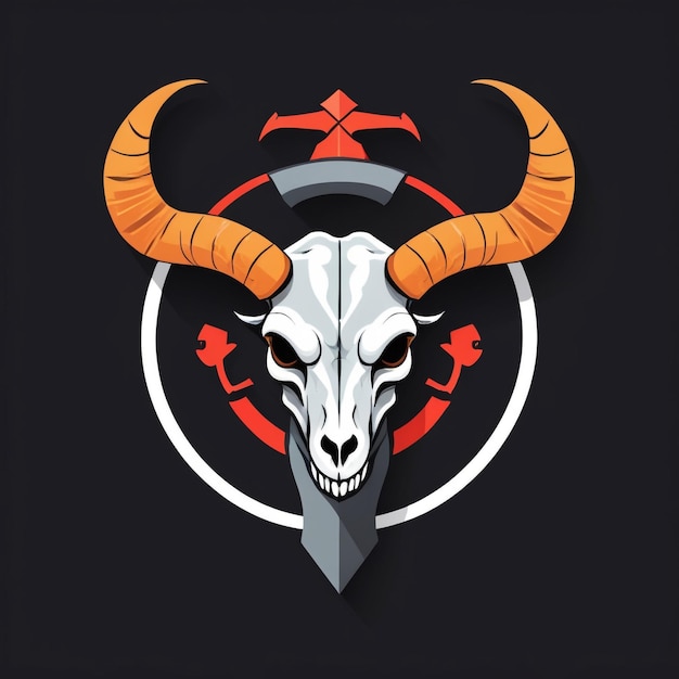 Goat Skull With Axe muscot logo