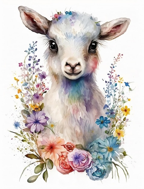 Goat watercolor illustration