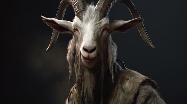 A goat with a face and horns