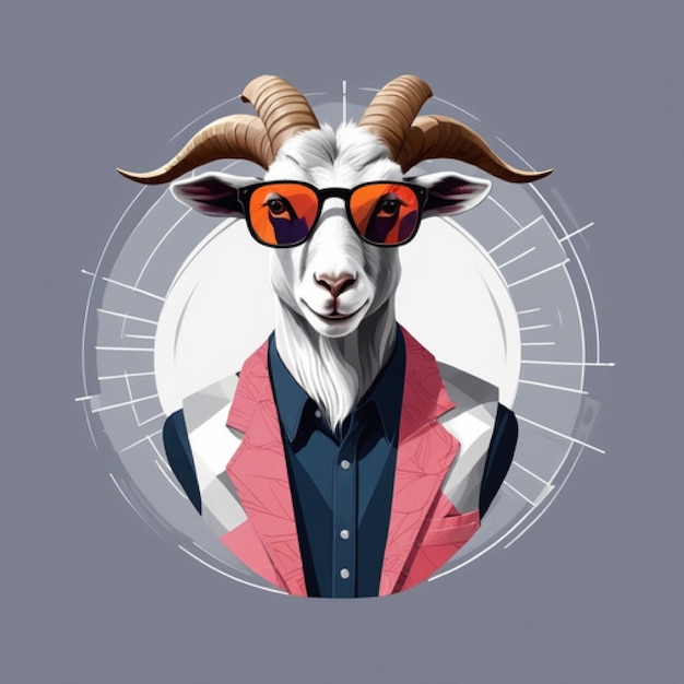 Photo a goat with glasses and a jacket that says goat