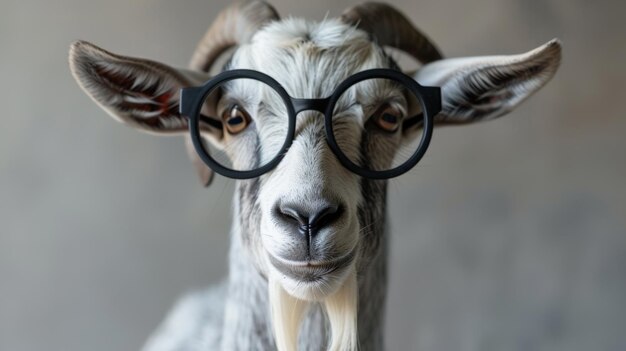 Photo the goat with glasses