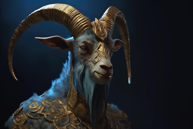 A goat with gold ornaments and gold ornaments