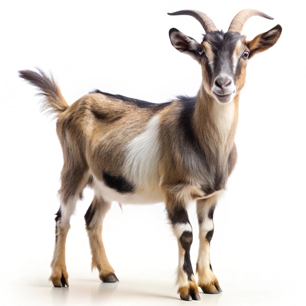 Photo a goat with a white face and brown legs and black and white markings