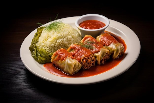 Gobki This dish consists of minced meat and rice wrapped in cabbage leaves cooked in a tomato sa