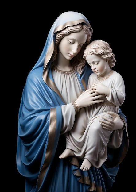 God Bless you Virgin mary statue in a standing posture The symbol of Christian religion belief in Maria