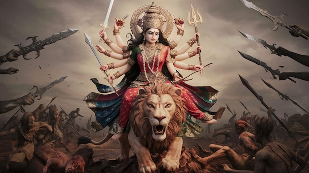 Goddess durga images in the war hyper real image