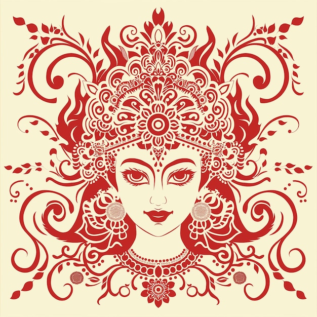 Goddess Durga vector illustration on a light background