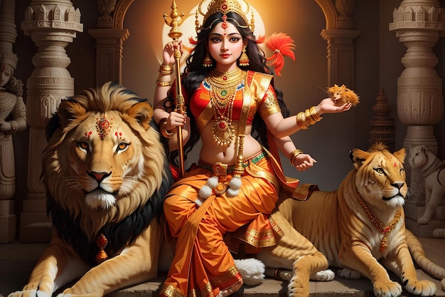 Goddess Maa Durga Happy Navratri Happy Durga Puja Subh Navratri background