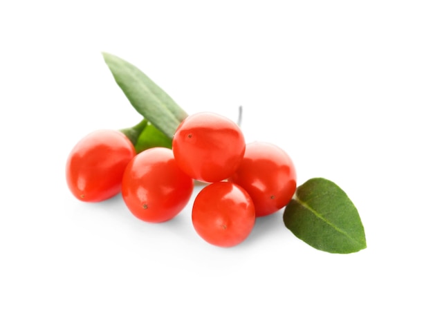 Goji berries on white background