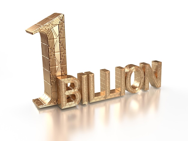 Gold 1 Billion views word on white background.3d illustration