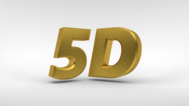 Gold 5D logo isolated on white  with reflection effect 