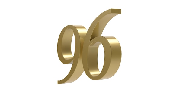 Gold 96 number digit metal 3d render illustration