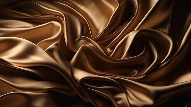 Gold abstract wavy satin backdrop with generative ai