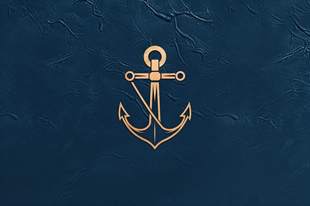 Photo a gold anchor on a blue surface