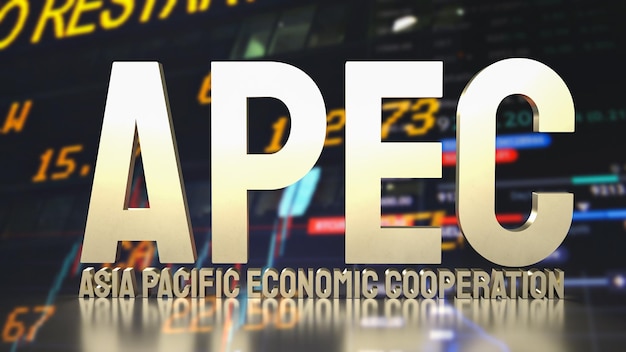 Gold apec or Asia pacific economic cooperation on chart background for event business concept 3d renderingxA