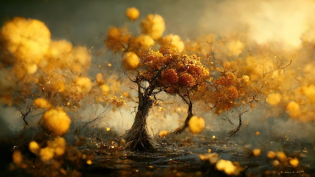 Gold autumn Background AI render