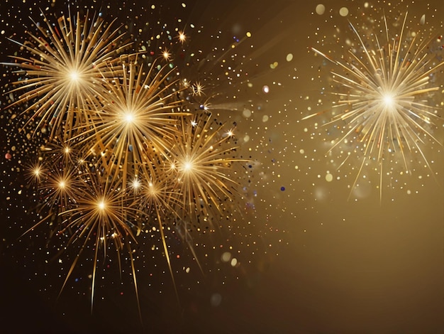 a gold background with fireworks and a gold background