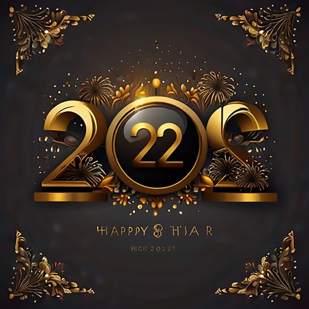 Photo a gold background with a happy new year and a happy new year