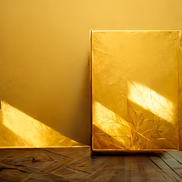 Gold background with luxury concept 3D rendering design for Golden Mockups