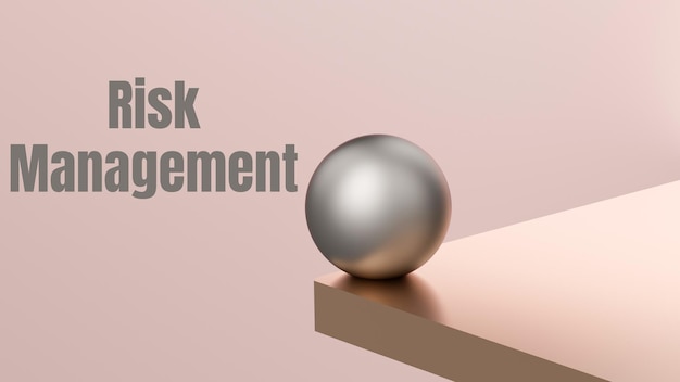 A gold ball on a pink background with the word risk management