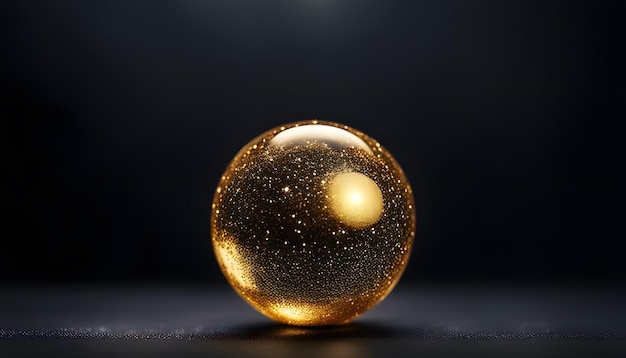 Photo a gold ball with a gold background and a black background