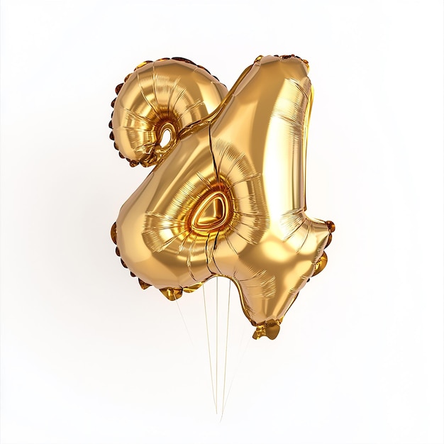 Photo a gold balloon with a number 3 on it