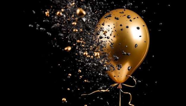 A gold balloon with the word balloon in the middle