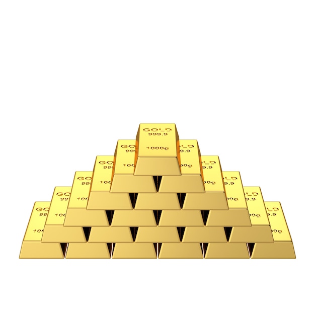 Gold bars Gold bullion Gold ingot 3D illustration