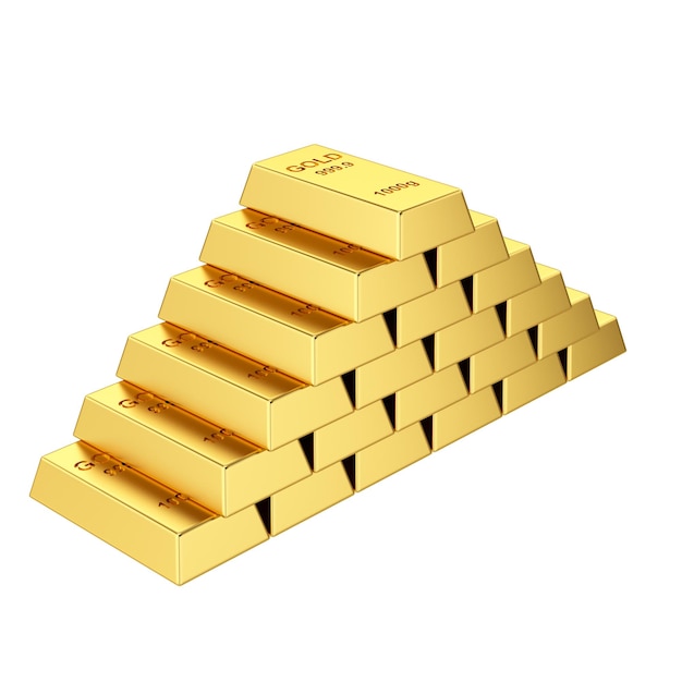 Gold bars Gold bullion Gold ingot 3D illustration