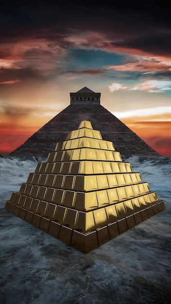 Gold bars pyramid