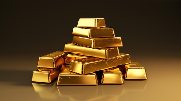 Gold bars on a transparent background