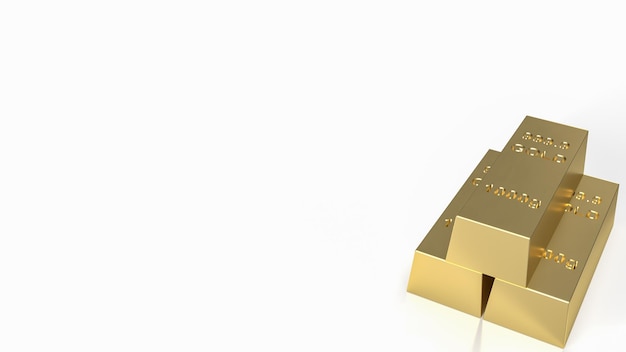 The gold bars on white background 3d rendering