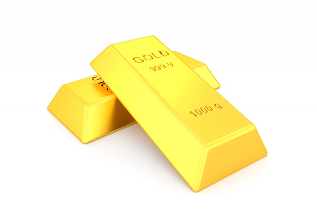 Gold bars on white background