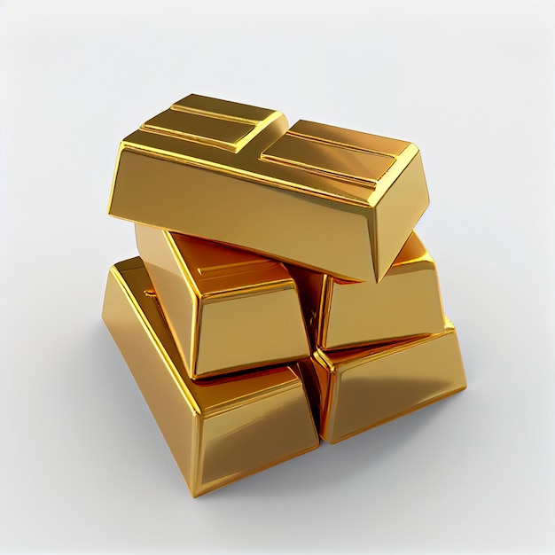 Gold bars, white background