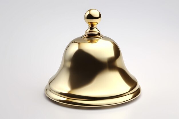 A gold bell with a gold base and the bottom of the bell.