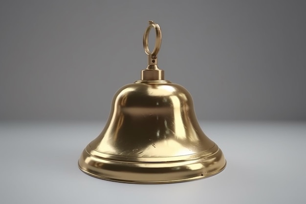 A gold bell with the word bell on it