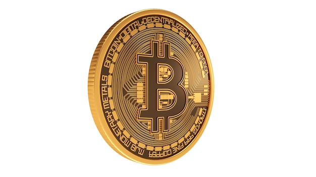 Gold bitcoin coin Cryptocurrency logo and isolated white background