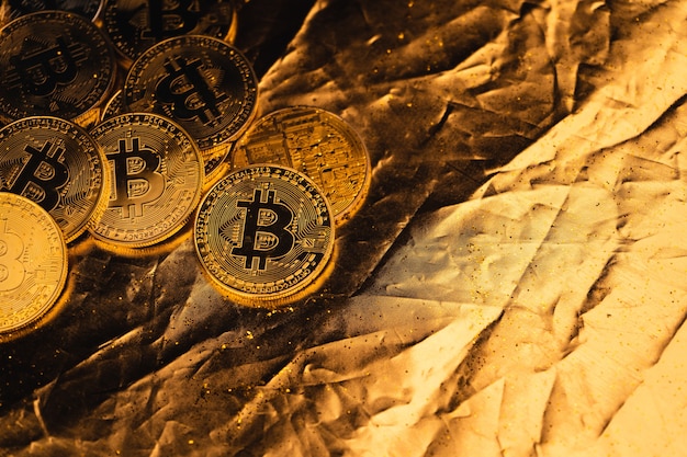 Gold bitcoin and crypto coin background,digital money