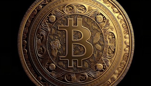 A gold bitcoin symbol