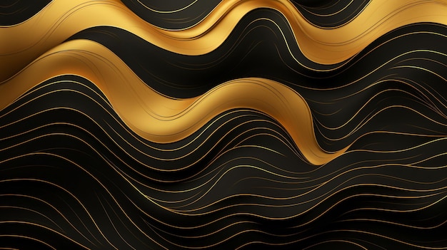 a gold and black abstract pattern of the waves