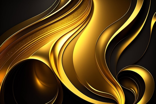 Gold and black background with a black background and a gold pattern.