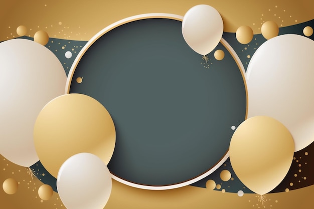 Gold and black background with a circle and bubbles