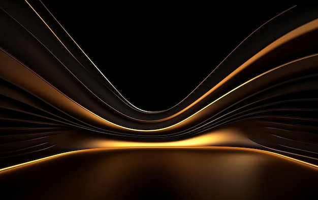 Gold and black background with curvy lines