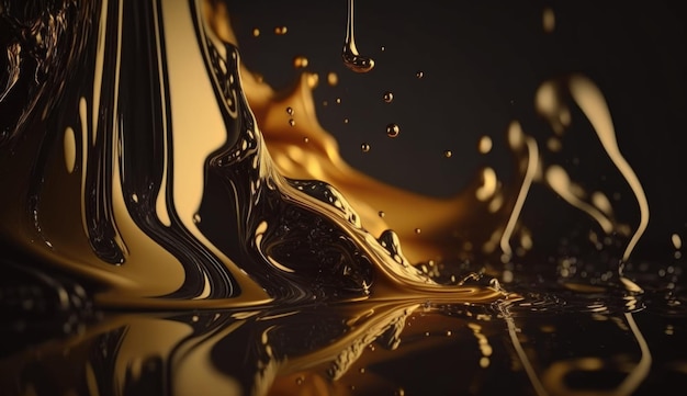 Gold Black brown white flowing liquid Generative Ai